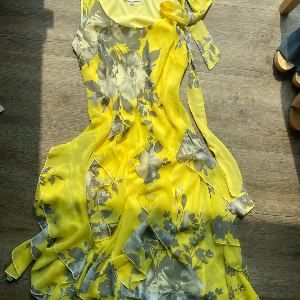 Robbie Bee Yellow Ruffled Tiered Sundress for Wedding Guest